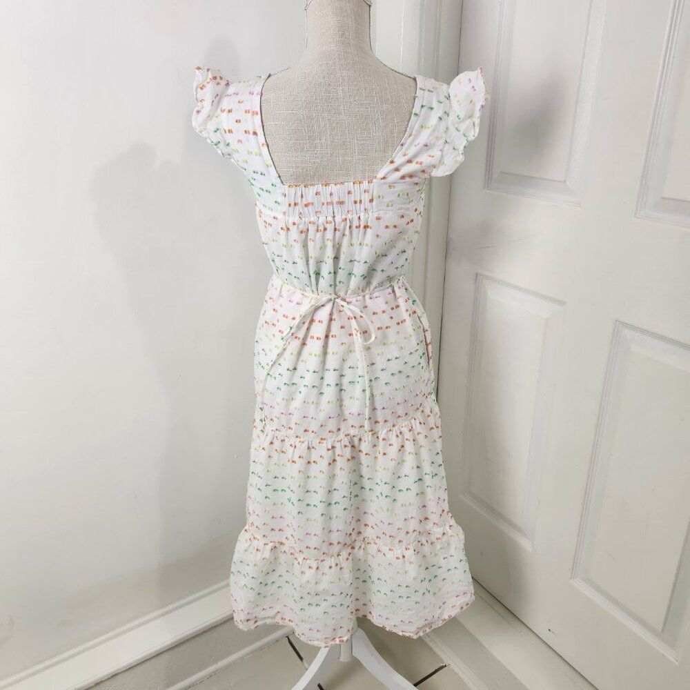 Draper James Dress Womens XS White Clip Dot Flowy Tiered Boho Cottage Prairie - Picture 8 of 16